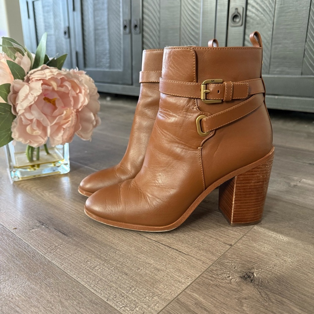 Michael Kors Cognac Leather Classic Heel Booties